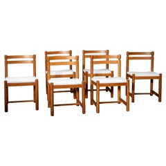 Vintage Set of 6 Brutalist chairs in Oak, 1960s