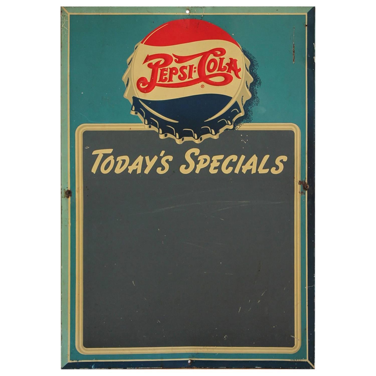 1950s Pepsi Cola Advertising Chalkboard Sign For Sale