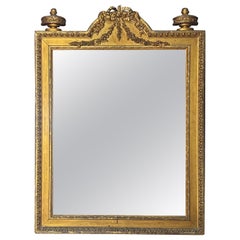French 19th Century Louis XVI Style Large Gilded Wall Mirror