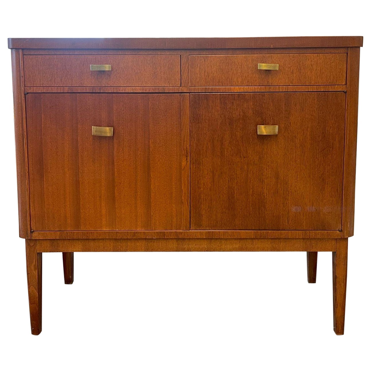 Vintage Mid Century Modern Stow and David Walnut Toned a Side Board Cabinet. For Sale