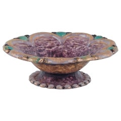 Duban-Christel for Limoges, France. Large enamel bowl with gold decoration.