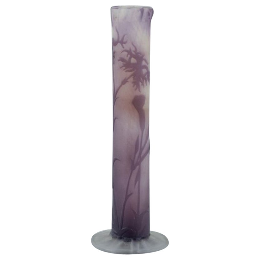 Émile Gallé, France. Early and rare vase in art glass in purple and clear glass For Sale