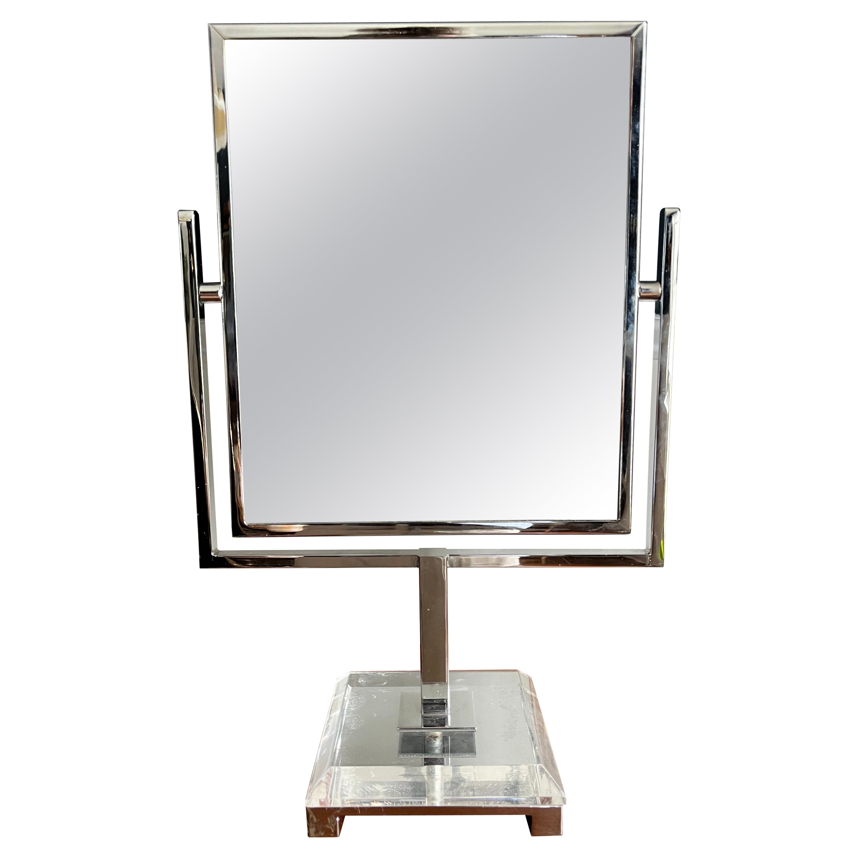 Chrome and Acrylic Vanity Mirror by Charles Hollis Jones For Sale