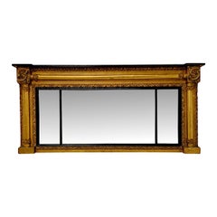 Antique A Stunning Unusual 19th Century Giltwood Tryptch Overmantel Mirror