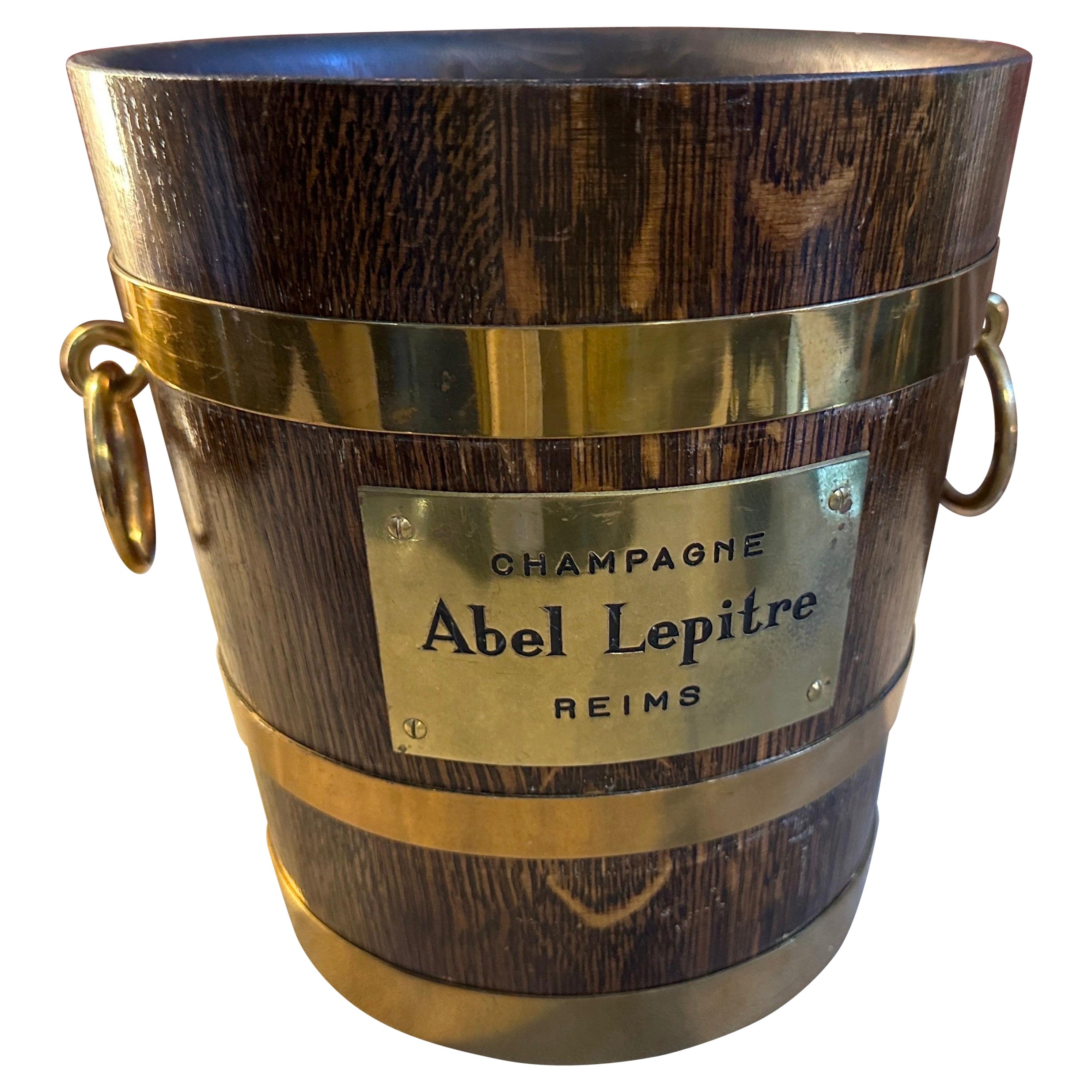 Refroidisseur à vin français en chêne et laiton Art déco des années 1940 par G. Lafitte 