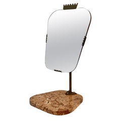 Vintage Swedish Grace table vanity mirror, marble and brass, Sweden, 1930s