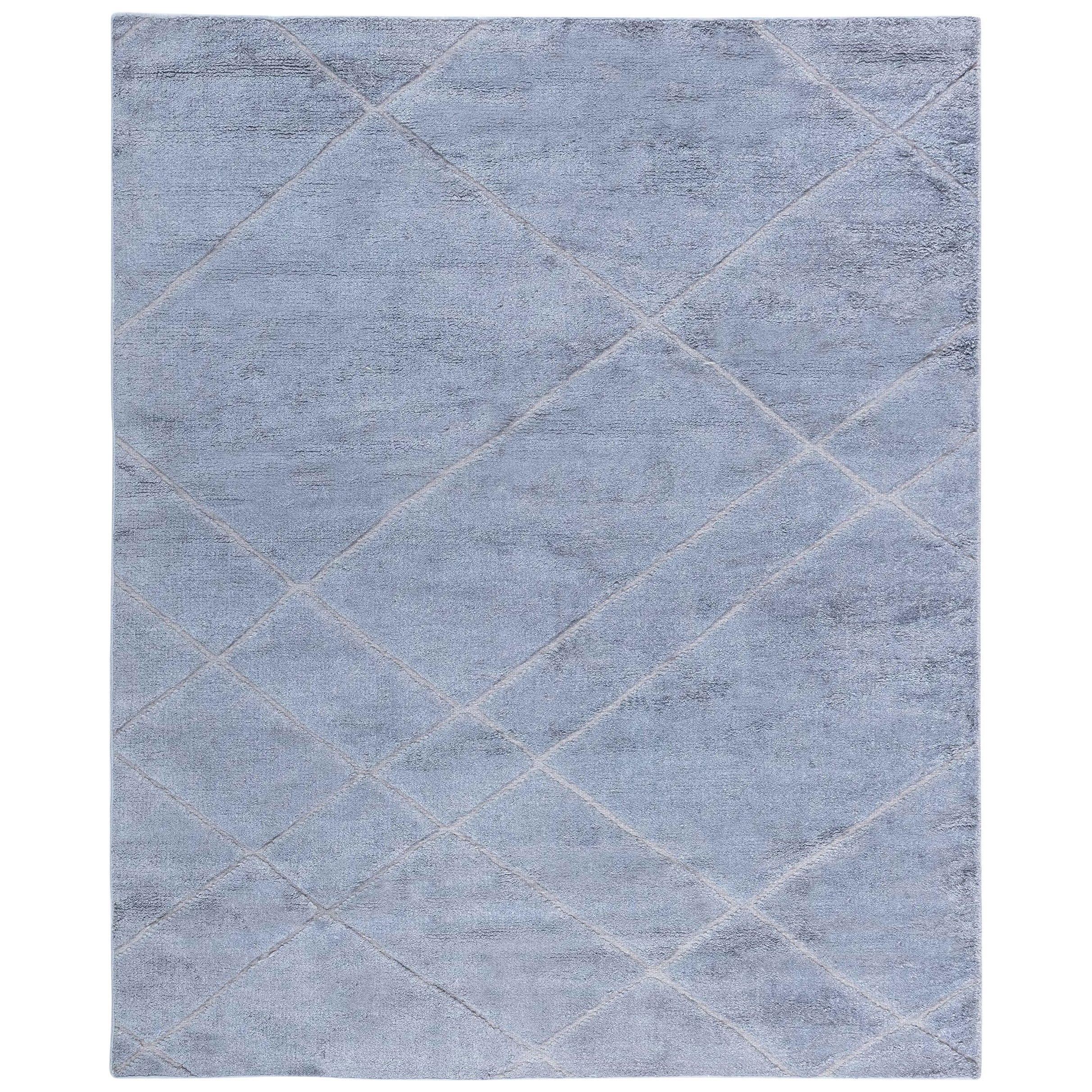Contemporary High and Low Gray Diamond Rug For Sale