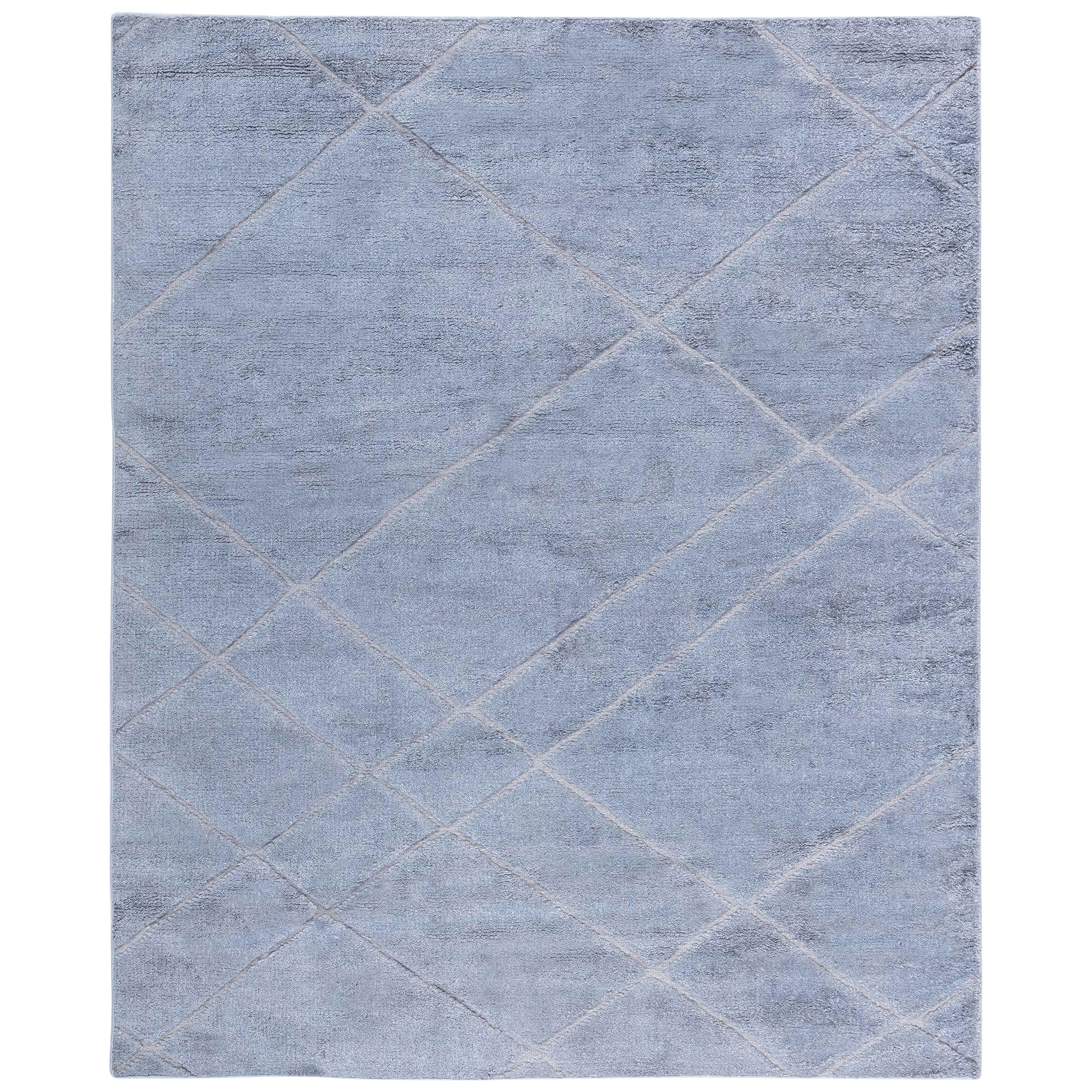 Contemporary High and Low Gray Diamond Rug