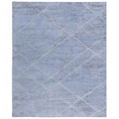 Contemporary High and Low Gray Diamond Rug