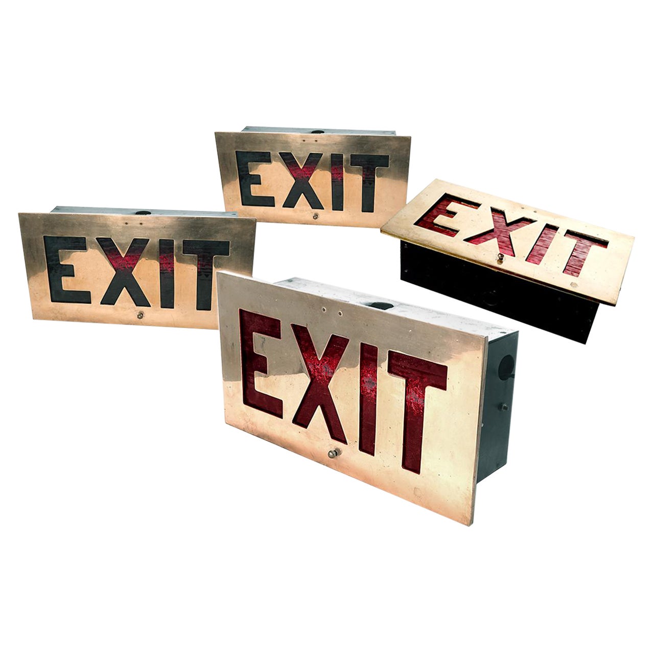 Early Heavy Bronze EXIT Signs