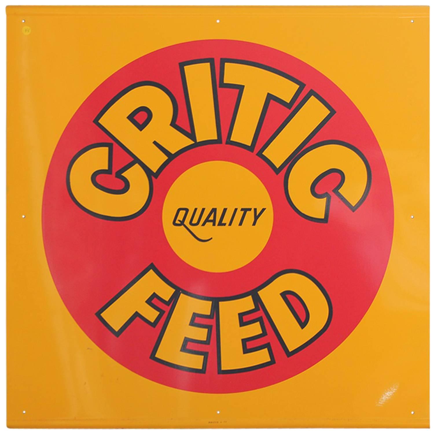 Modern 1970s Metal Sign, 'Critic Quality Feed'