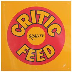 Vintage Modern 1970s Metal Sign, 'Critic Quality Feed'