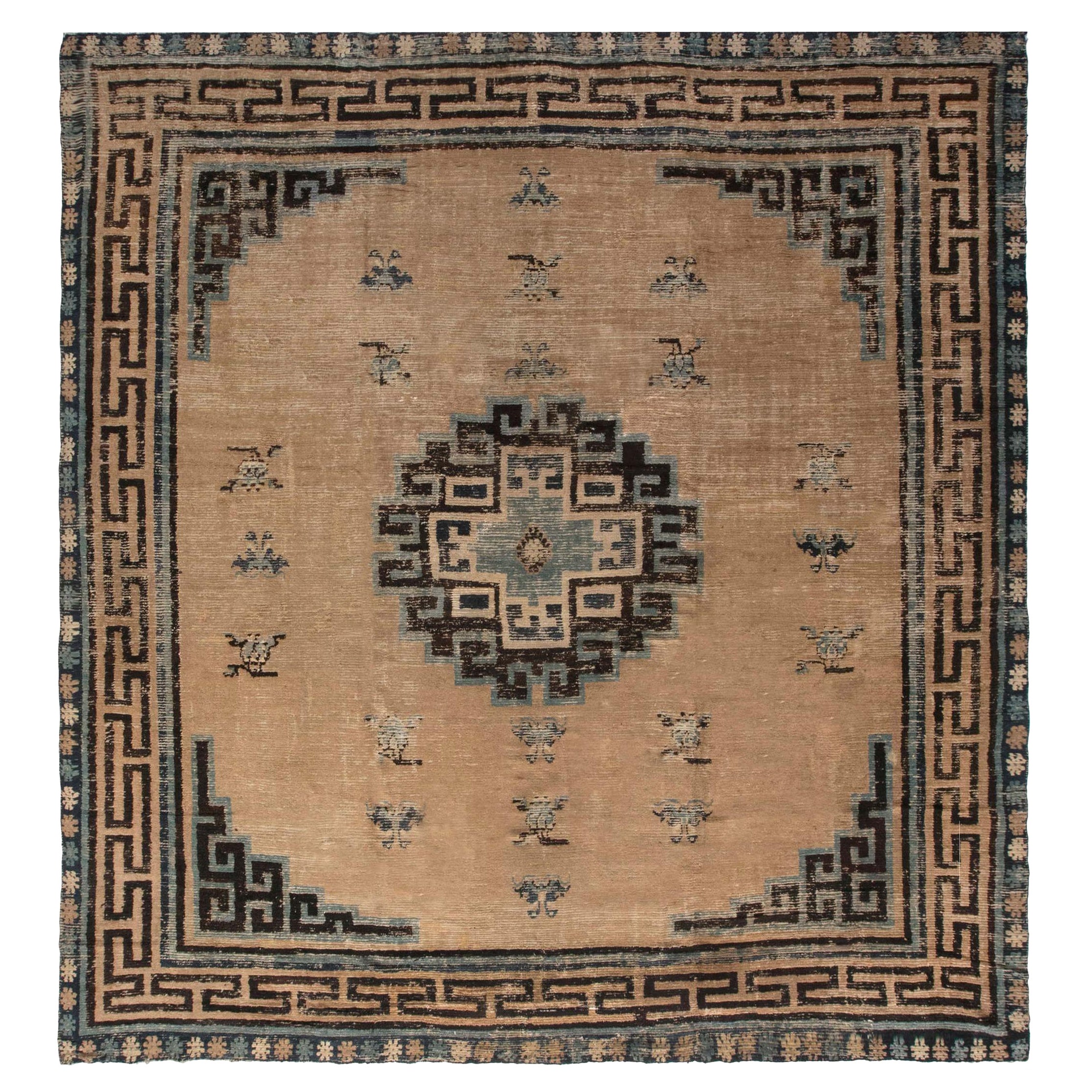Antique Chinese Mongolian Handwoven Wool Rug For Sale