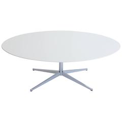 White Laminate Oval Desk Table by Florence Knoll
