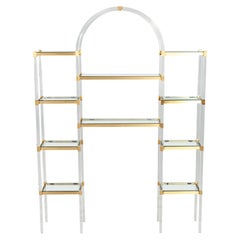 Moderner Wandschrank aus Lucite und Messing aus der Mitte des Jahrhunderts Etagere von Charles Hollis Jones