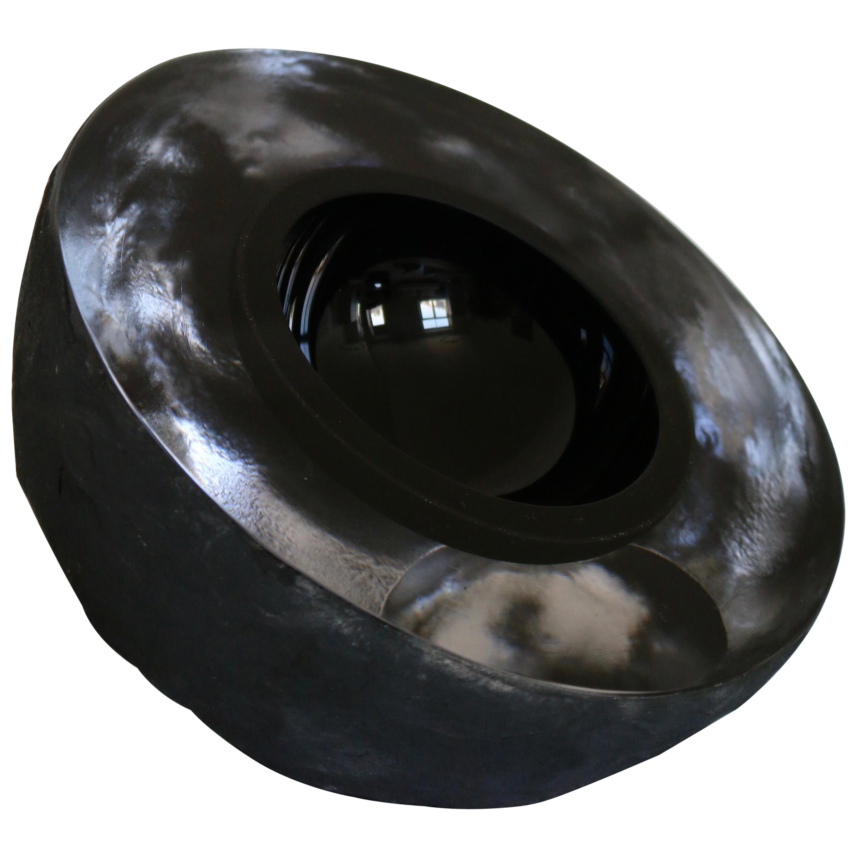  Lava Black Glass Art Object 