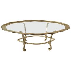 Brass and Glass Tray Cocktail Table
