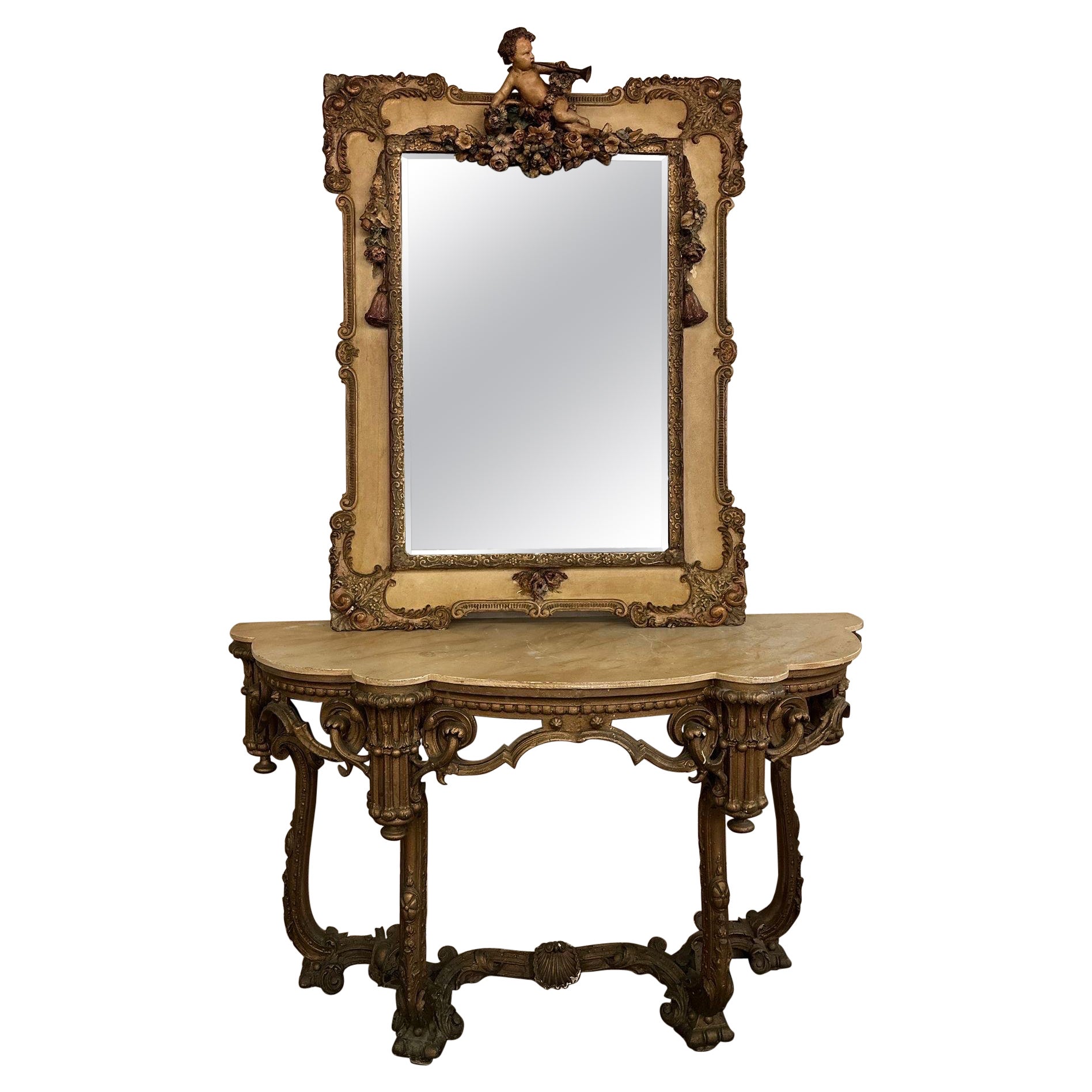 Beautiful, 19thC French console table and mirror