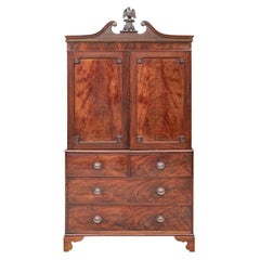 Tall Used Figured Mahogany Linen Press