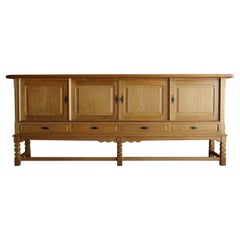 Retro Solid Oak Sideboard Attr. Henning Kjaernulf, Denmark 1960s 