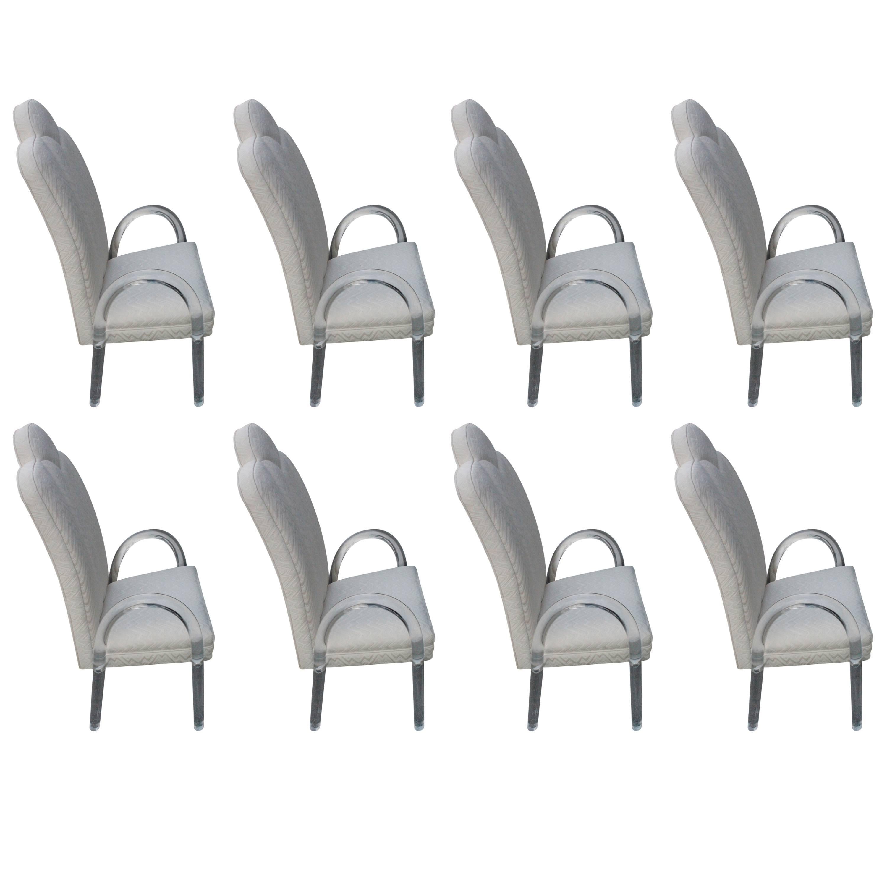 Set of 8, 10, 11 Charles Hollis Jones Lucite Waterfall Arm Dining Chairs CHJ 