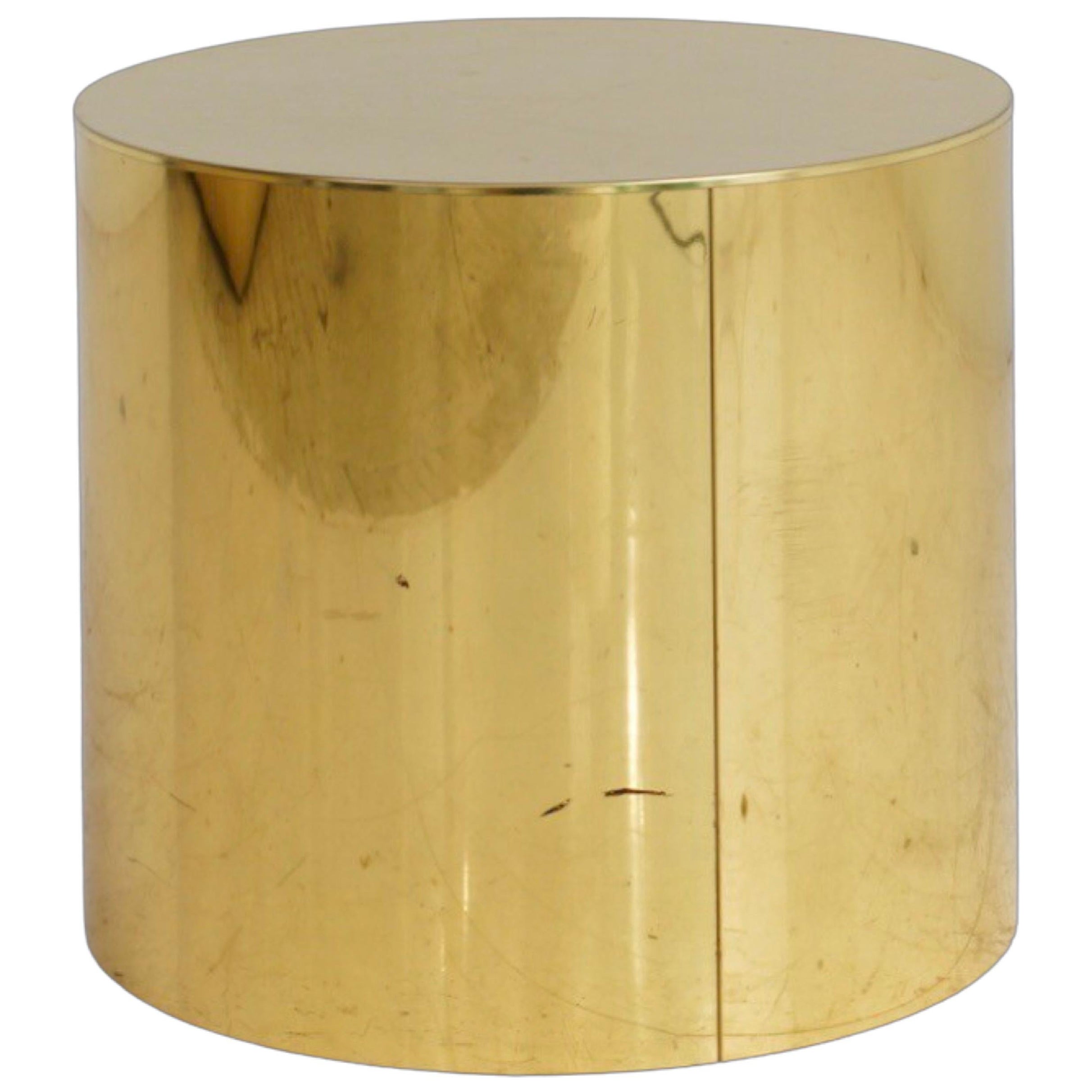 Brass Drum Table, 1970s For Sale