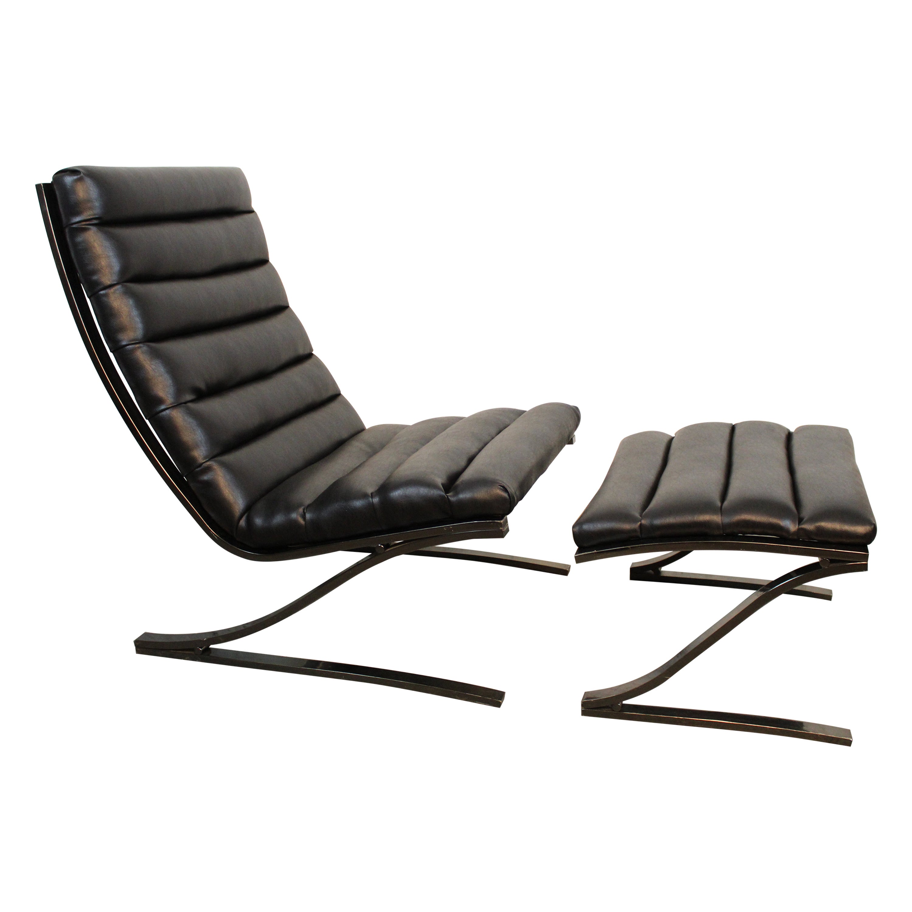 Cantilever Scoop Chair and Ottoman by Design Institute America For Sale
