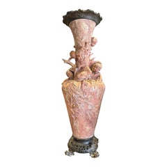 Art nouveau, vase historique important, avec dessus et base en bronze 