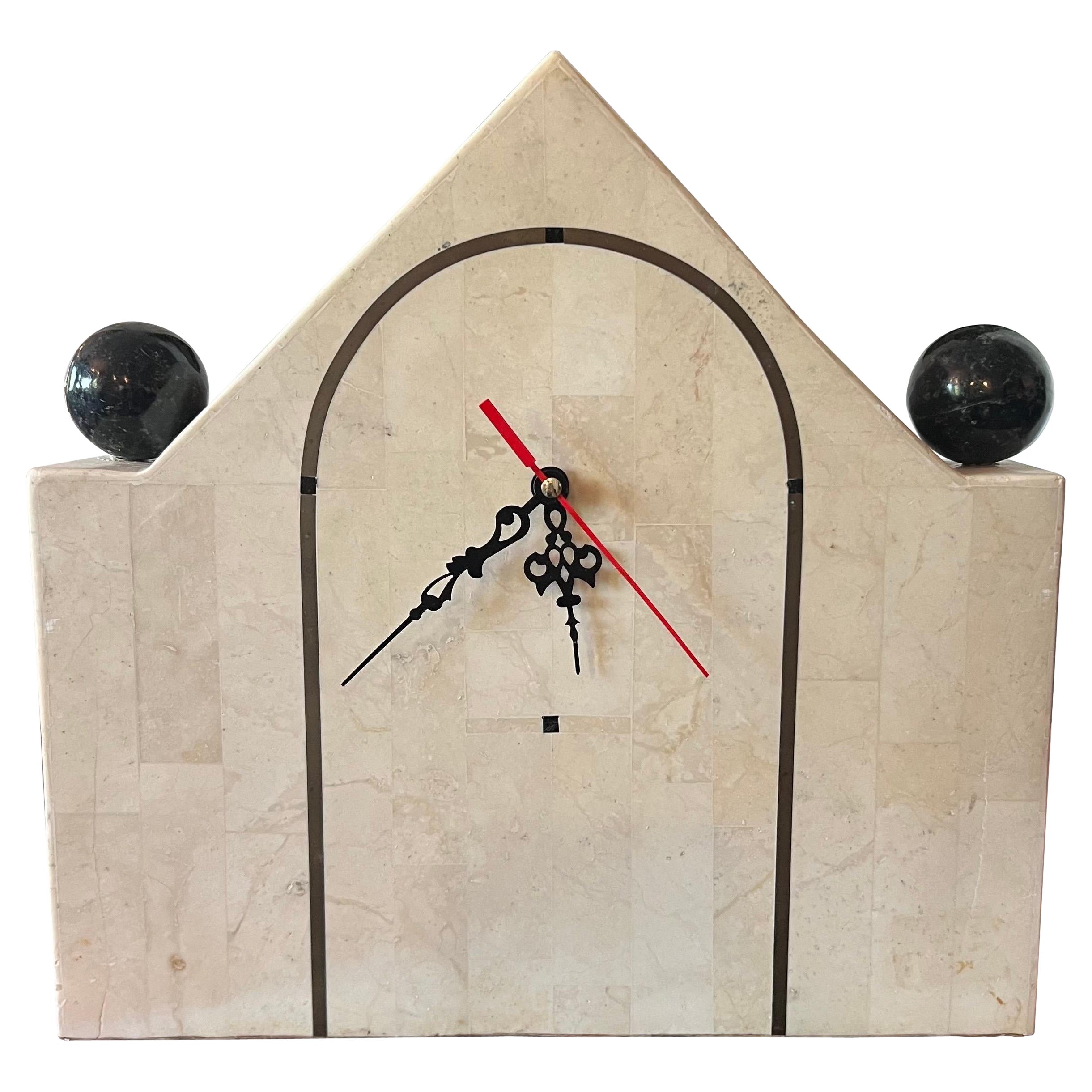 Maitland-Smith Attributed Stone and Marble Clock For Sale