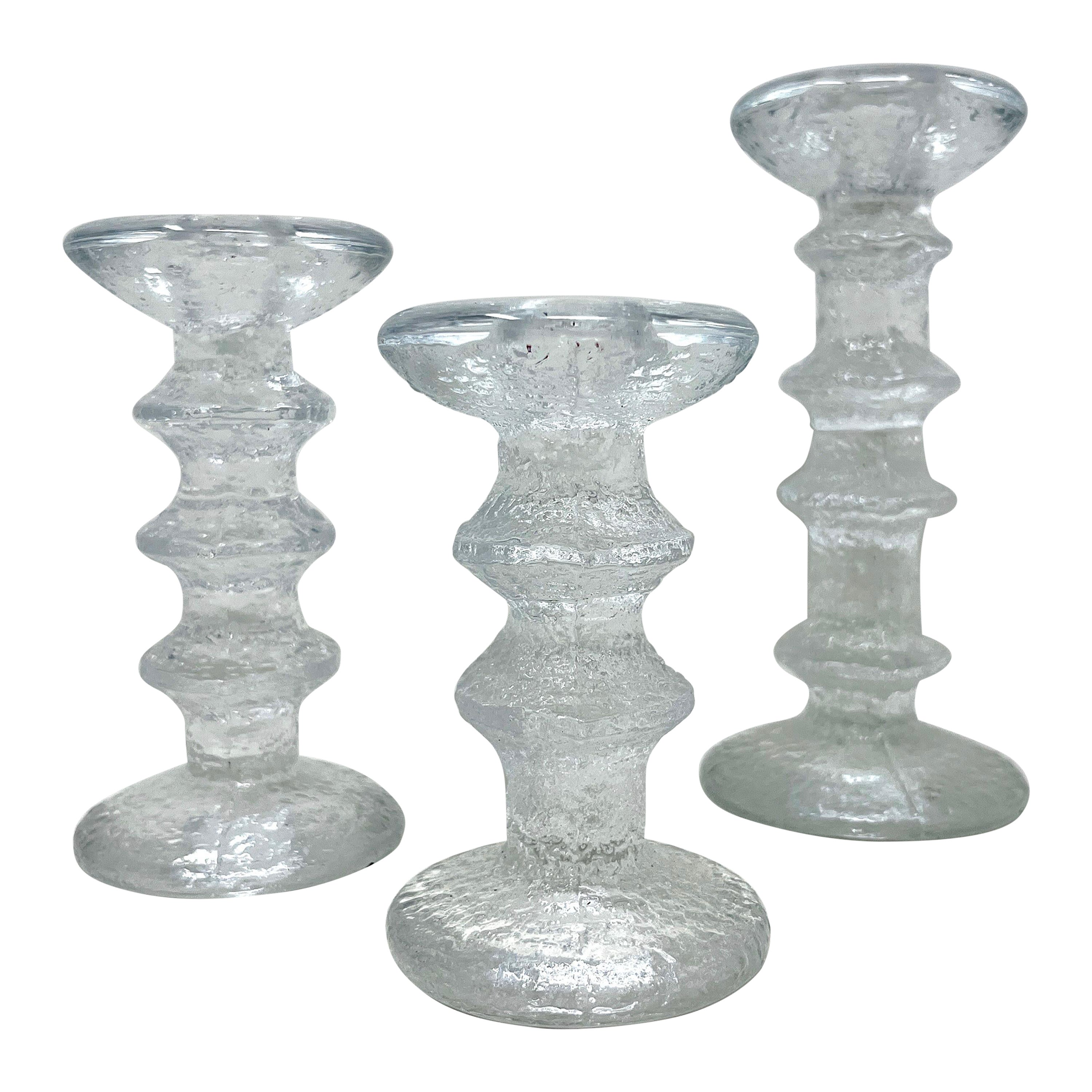 Set of 3 Iittala Finnish Candlesticks Designed by Timo Sarpaneva For Sale