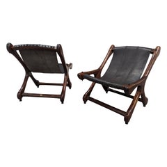 Don Shoemaker Chaises à bretelles en palissandre et cuir pour Señal, S.A., années 1960