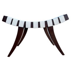 Adrian Ottoman Webbing-Hocker aus massivem Nussbaum und Baumwolle