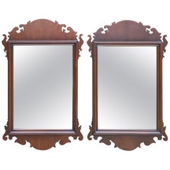 Vintage Pair Mid 20th Century Kindel Chippendale Style Oxford Mahogany Mirrors