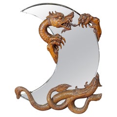 Antique Victorian Mirror with Carved Dragon attr. to Gabriel Viardot ca. 1880