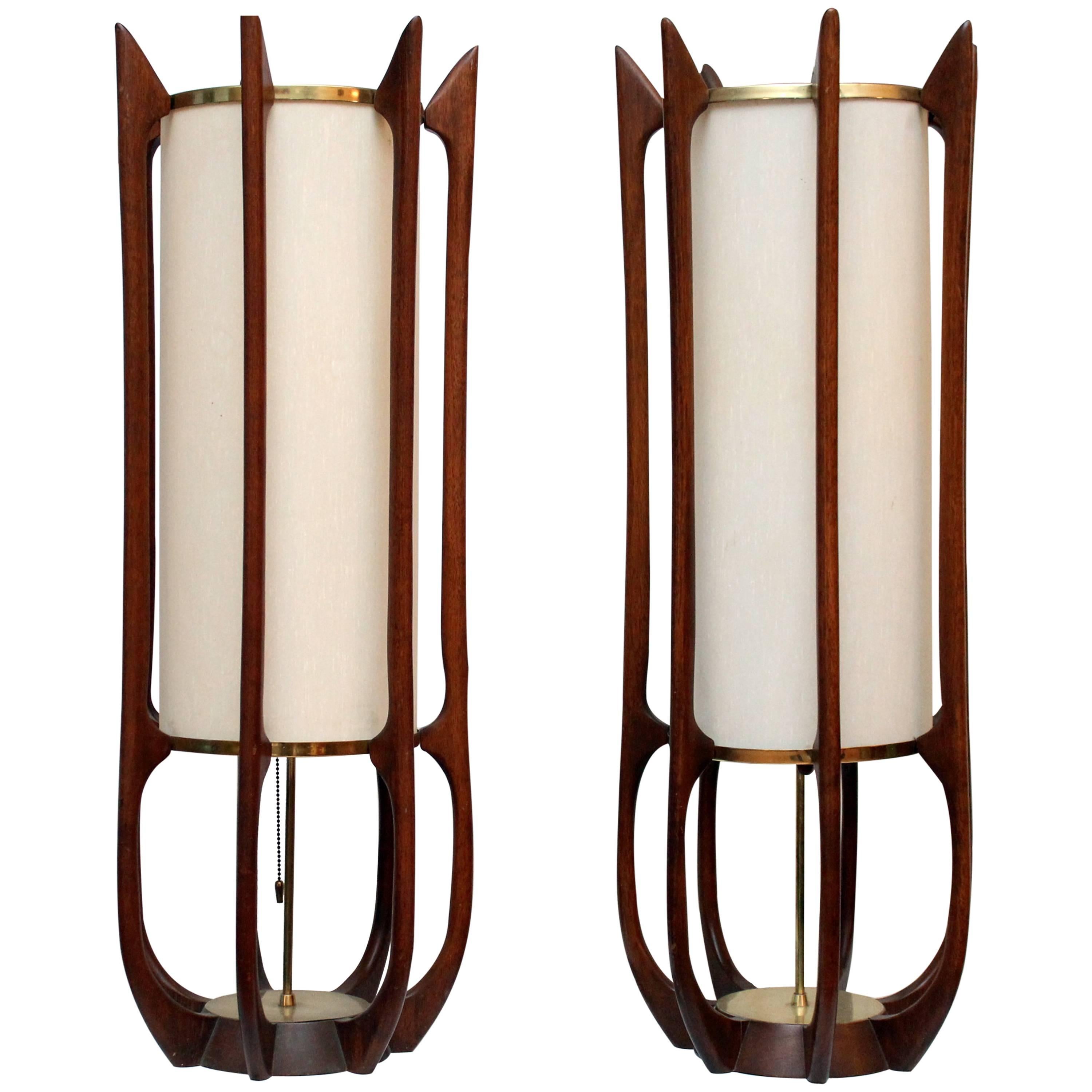 Pair of Tall Sculptural Midcentury Table Lamps by Modeline