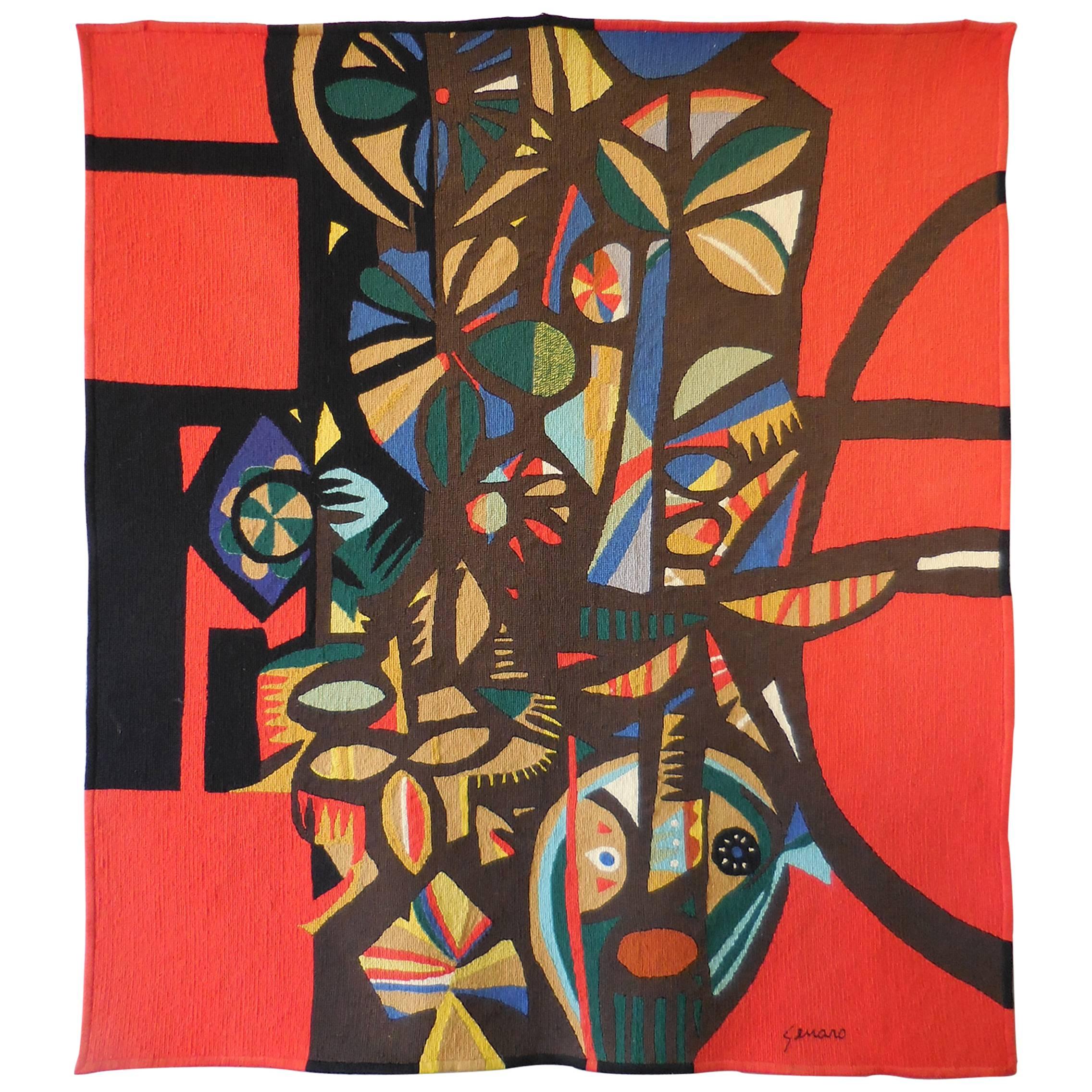 Large Modern Tapestry by Genaro de Carvalho
