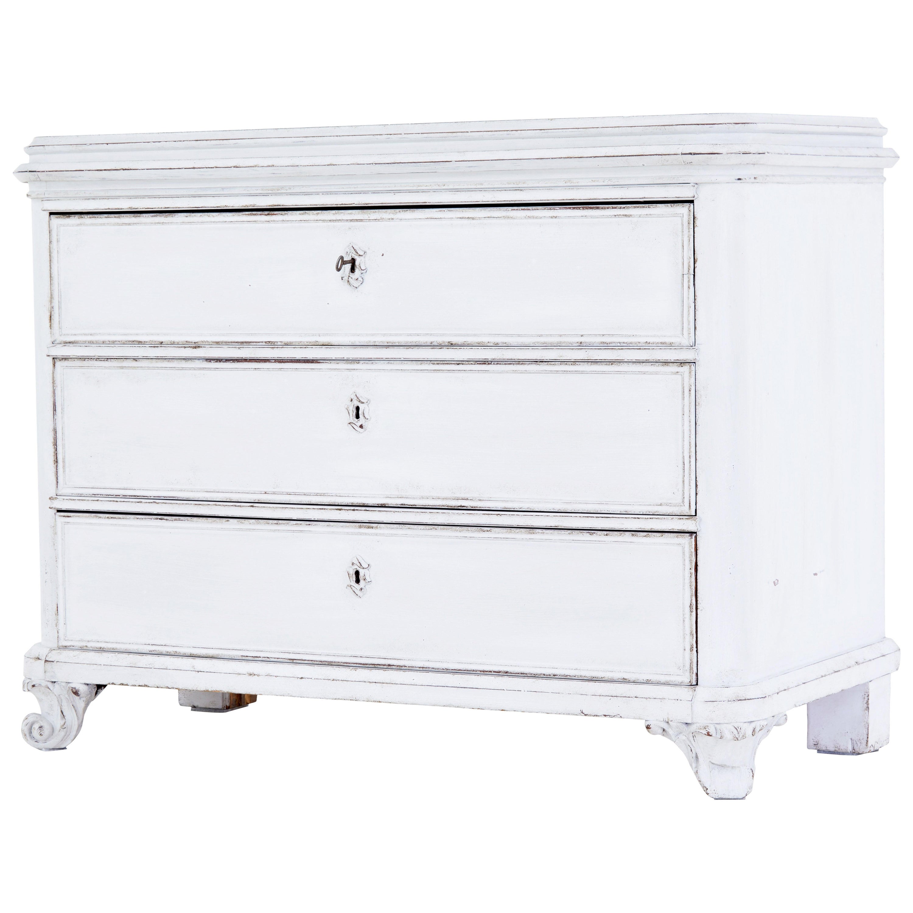 Swedish 19th century painted chest of drawers For Sale