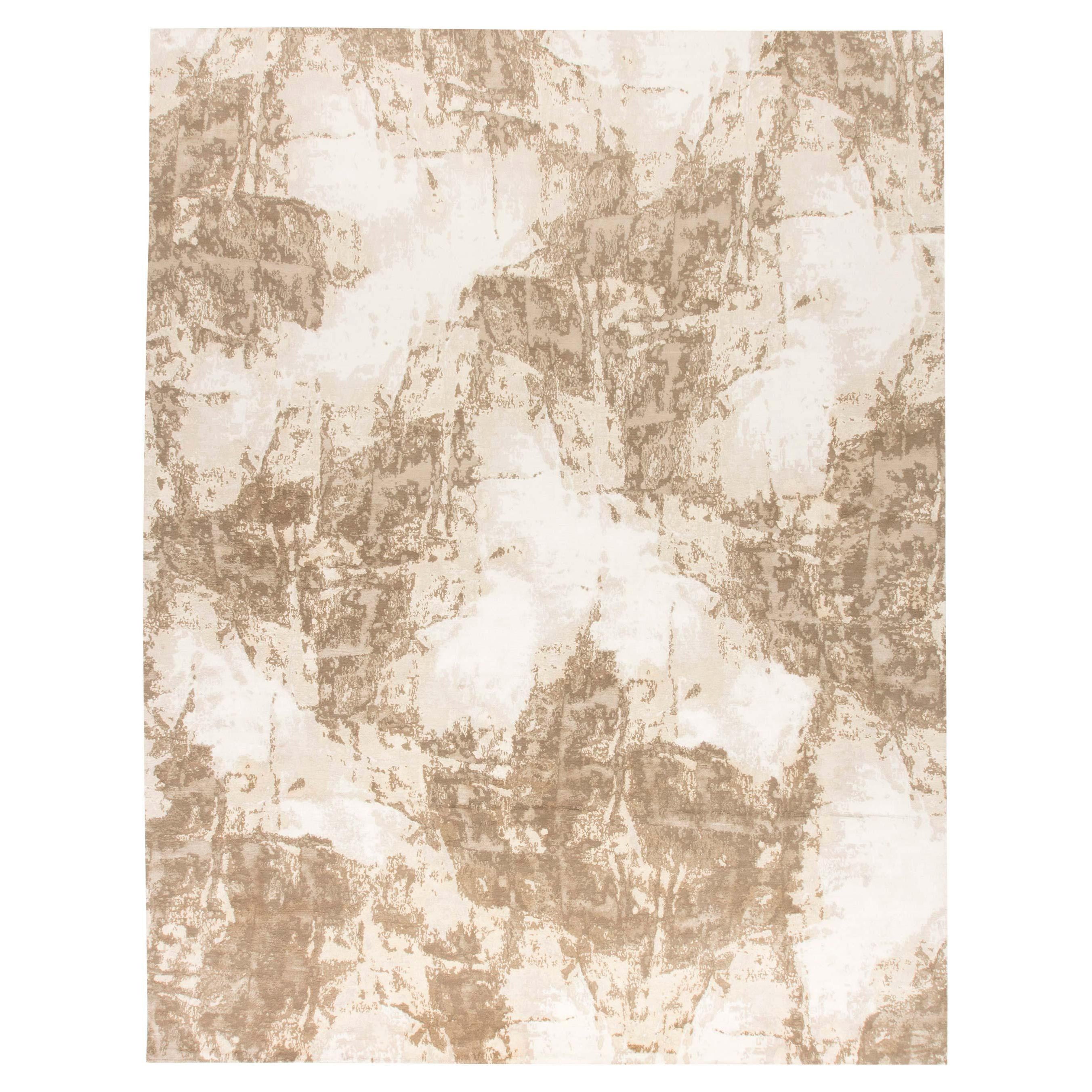 Moderner Sandstorm Teppich aus handgesponnener Wolle und Seide von Doris Leslie Blau im Angebot