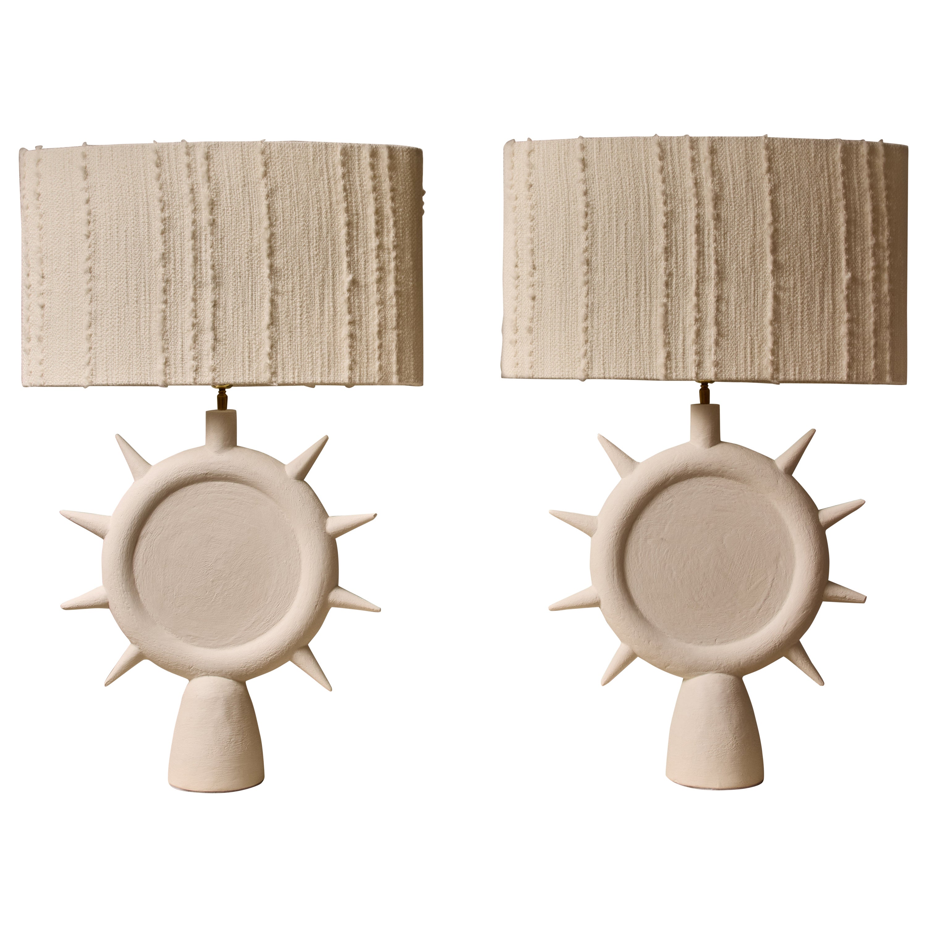 Pair of Plaster Sunshine Table Lamps For Sale