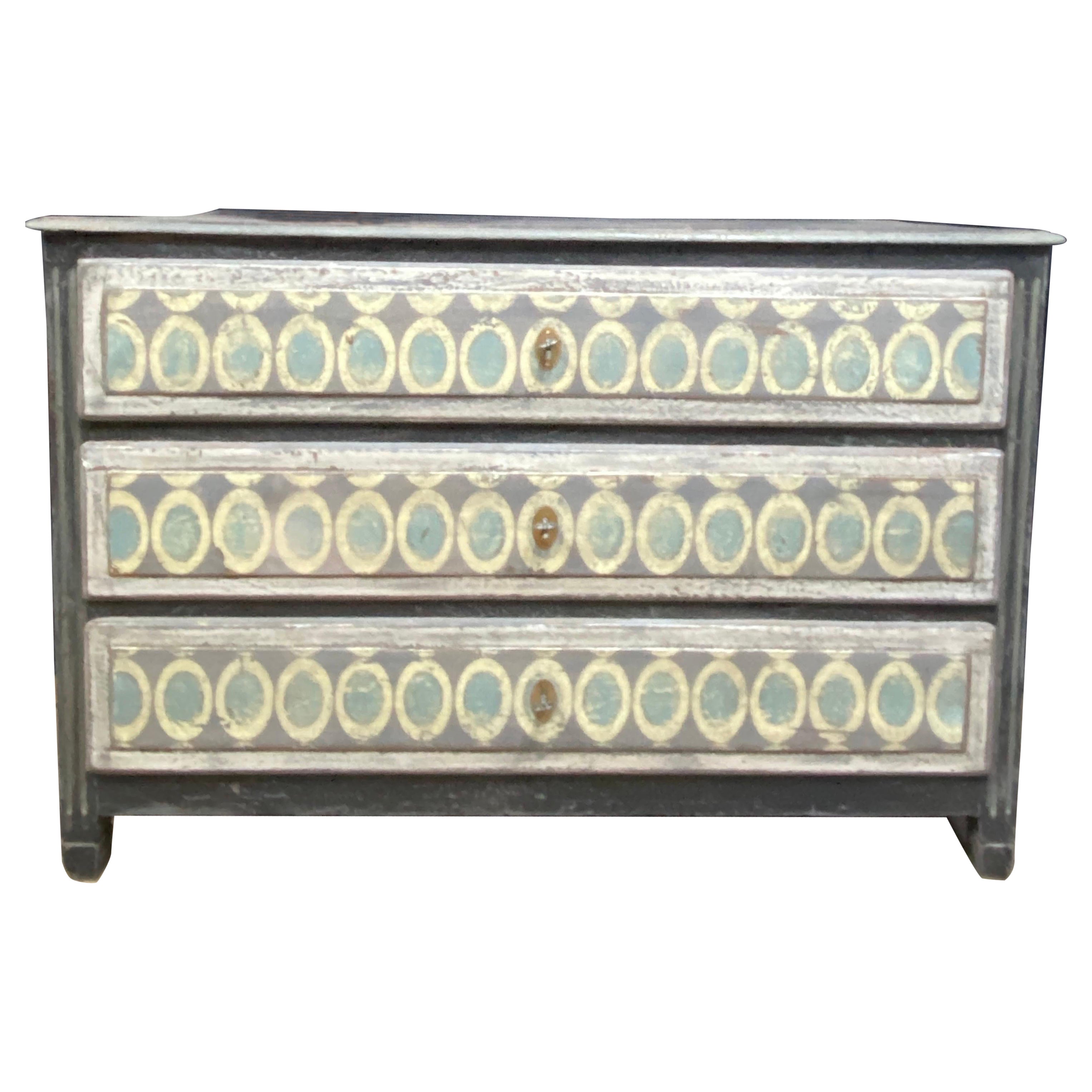 Louis xvi chest of drawers 3 patina drawers with different shapes and colors