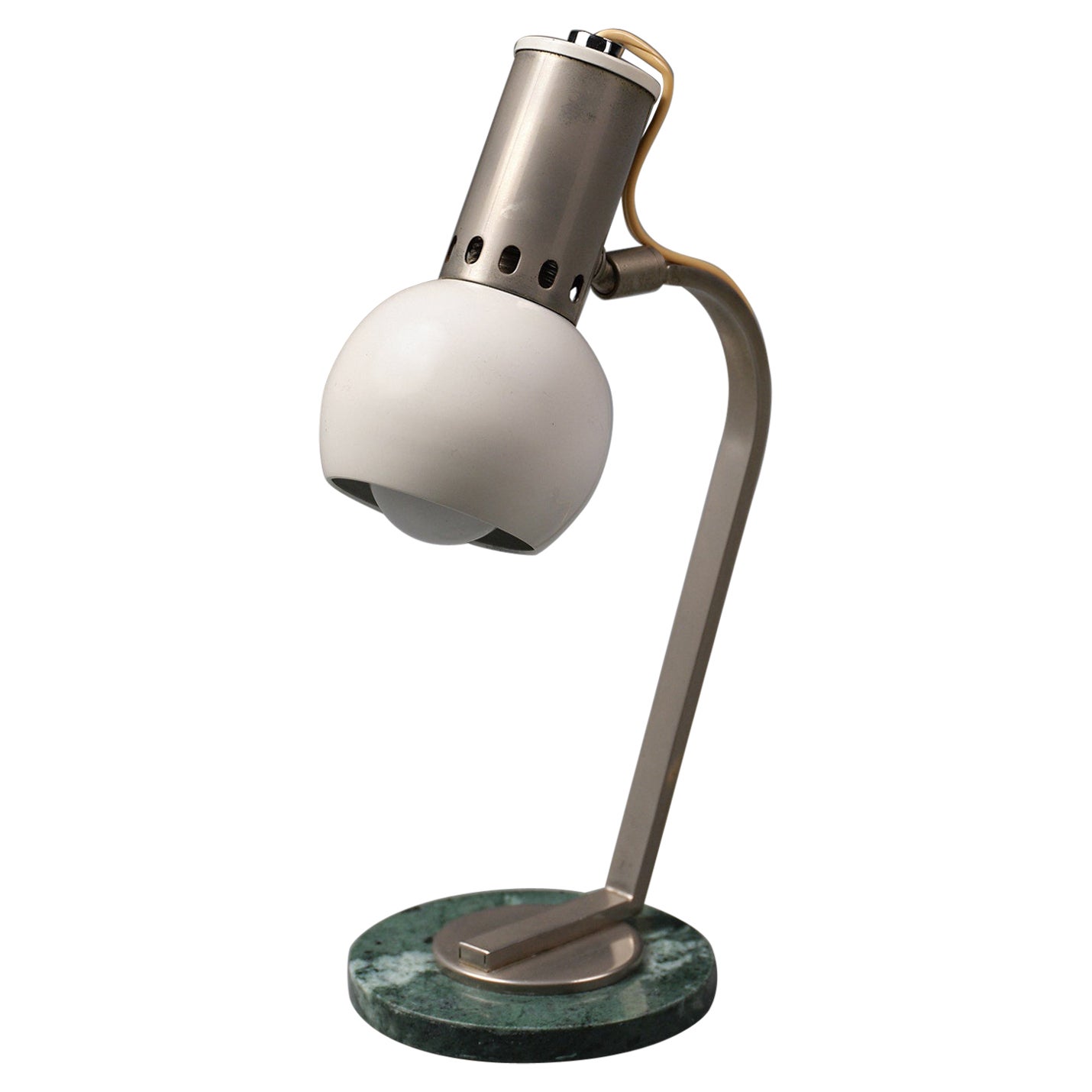 Mid-Century Italian Elegance: Table Lamp with Green Marble Base For Sale