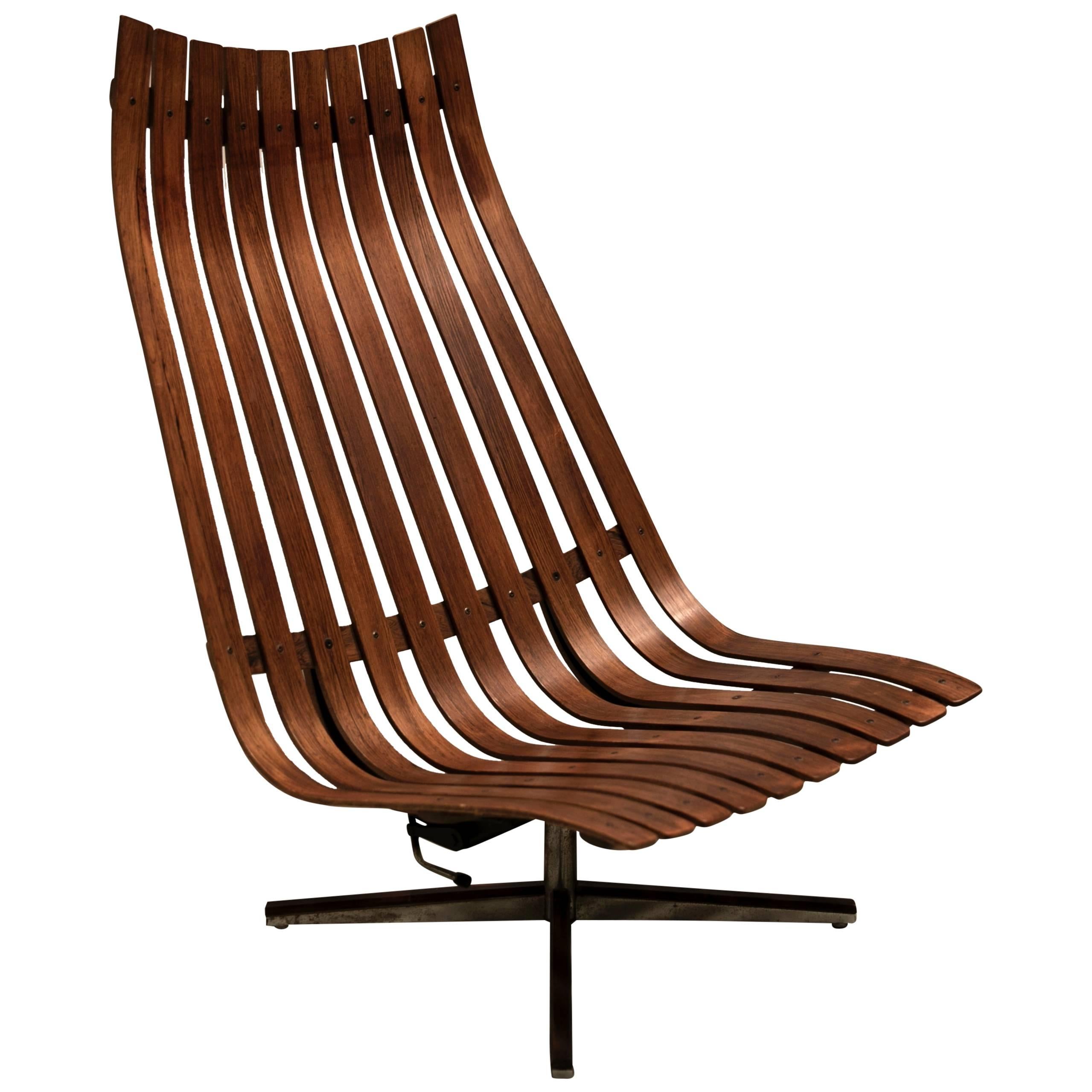 1960s “Scandia” Swivel Lounge Chair in Rosewood by Hans Brattrud for Hove Mobler For Sale
