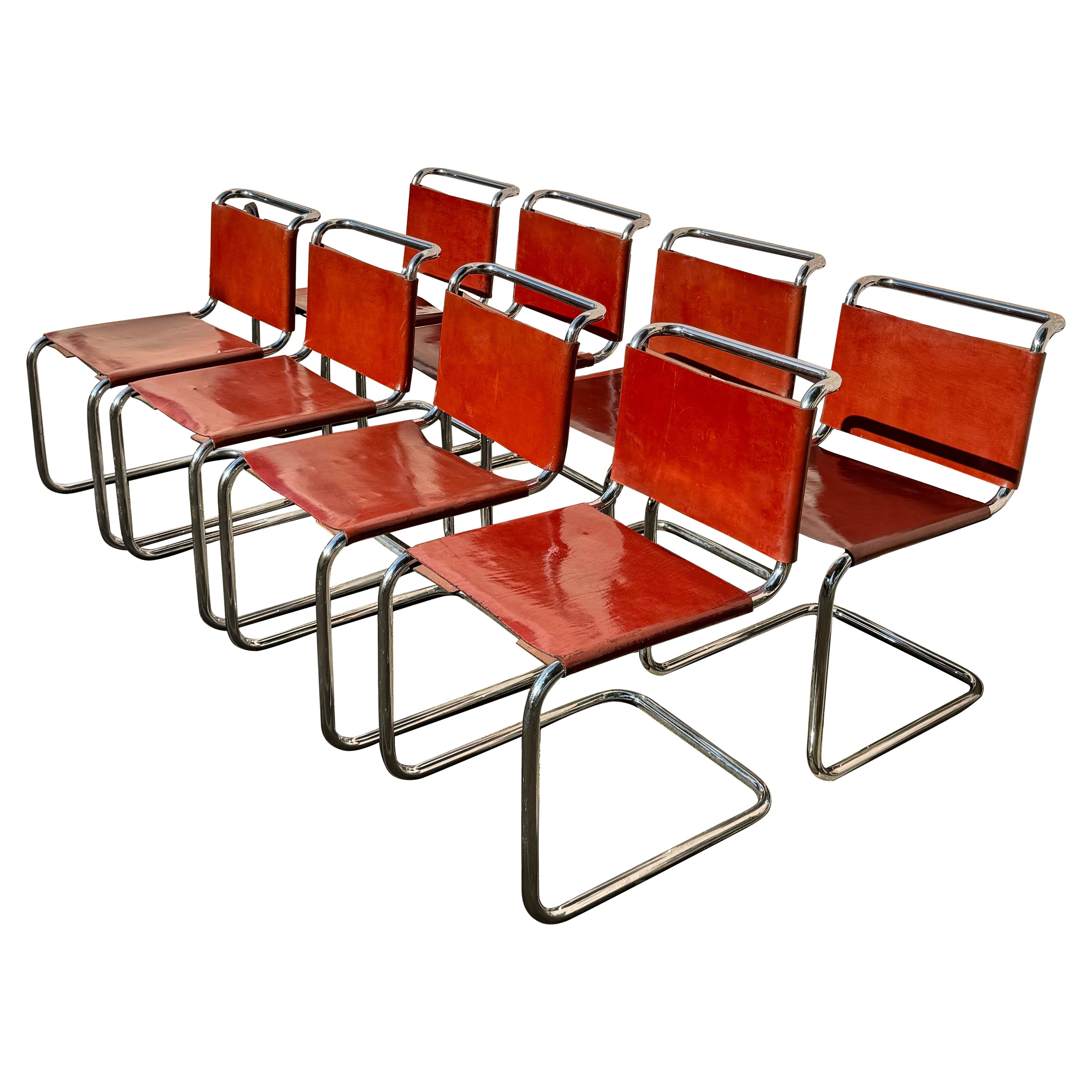 Un ensemble de 8 chaises originales Spoleto b33 pour Knoll, vers les années 1970