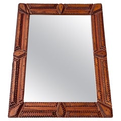 Used Tramp Art Chip Carved Mirror, circa 1920s