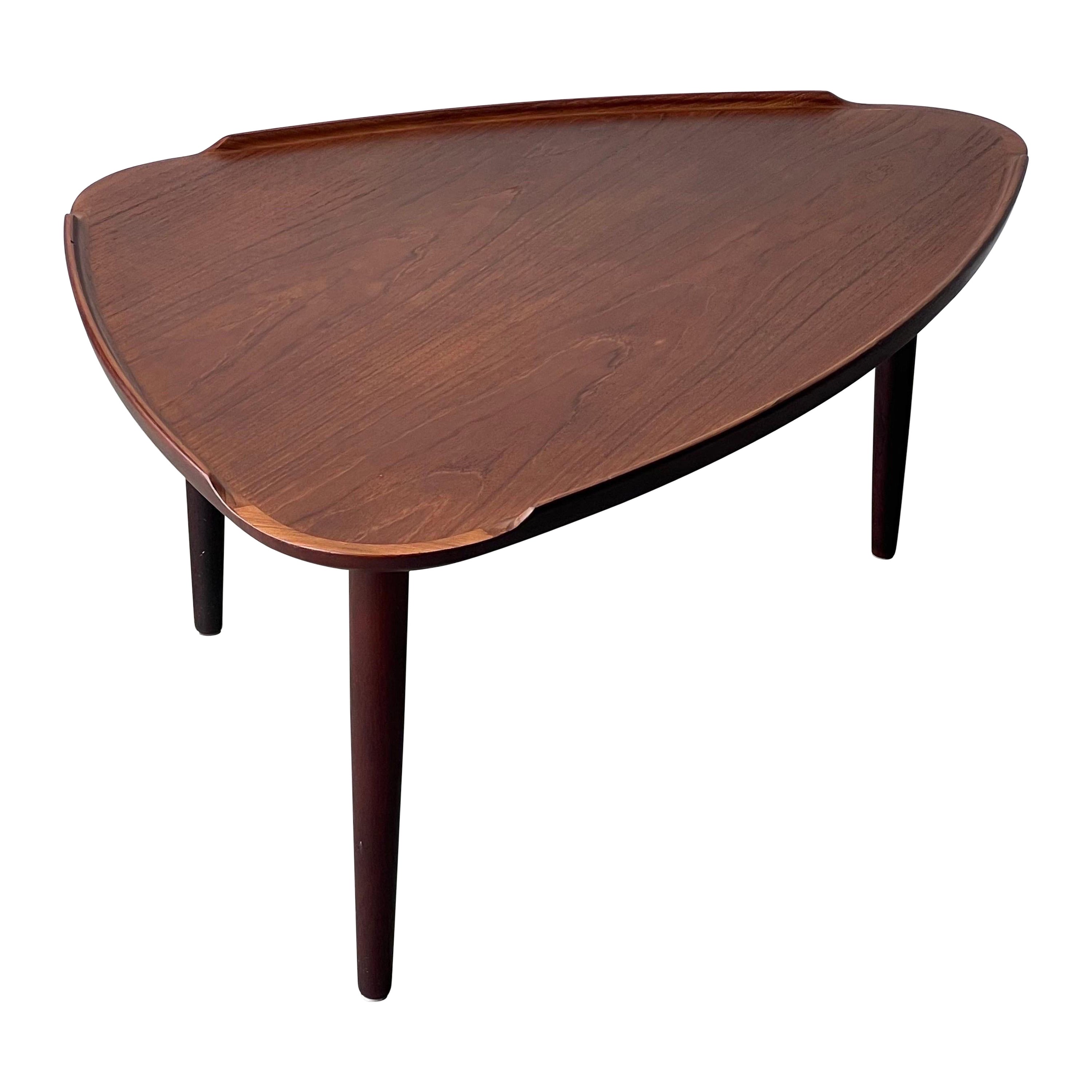 Aakjaer Jorgensen Danish Teak Triangular Coffee Table For Sale