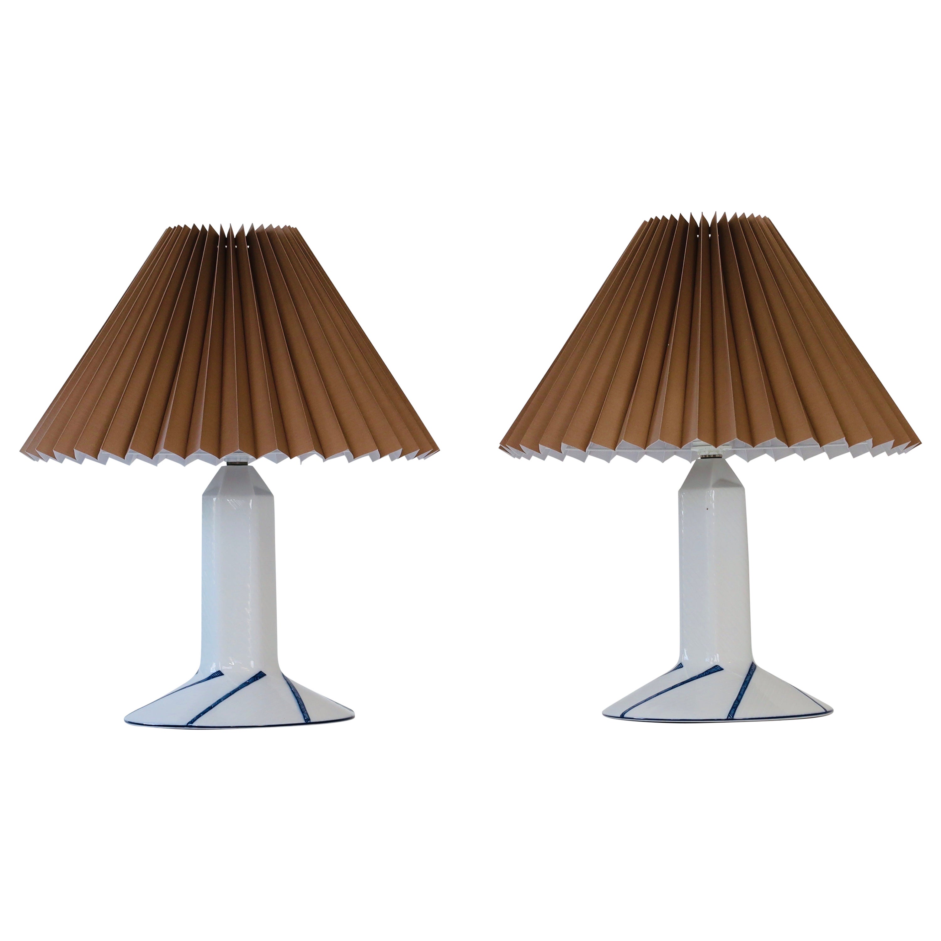 Pair of Royal Copenhagen Porcelain Table Lamps, Denmark For Sale