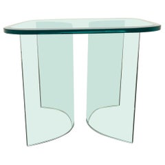 Retro Solid Plate Glass Top Glass Base Table