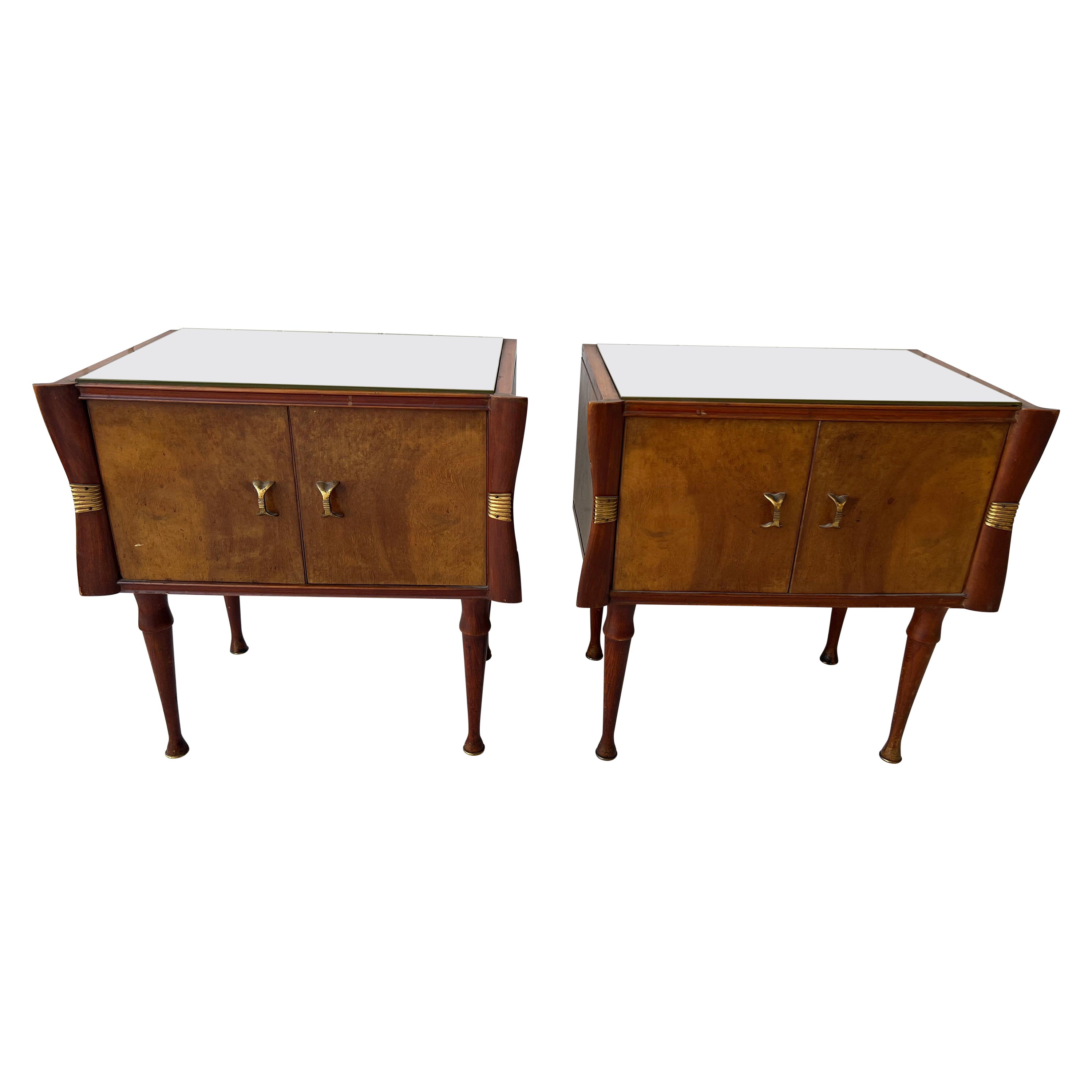 Pair of Side Bed Table, Midcentury Italian  For Sale