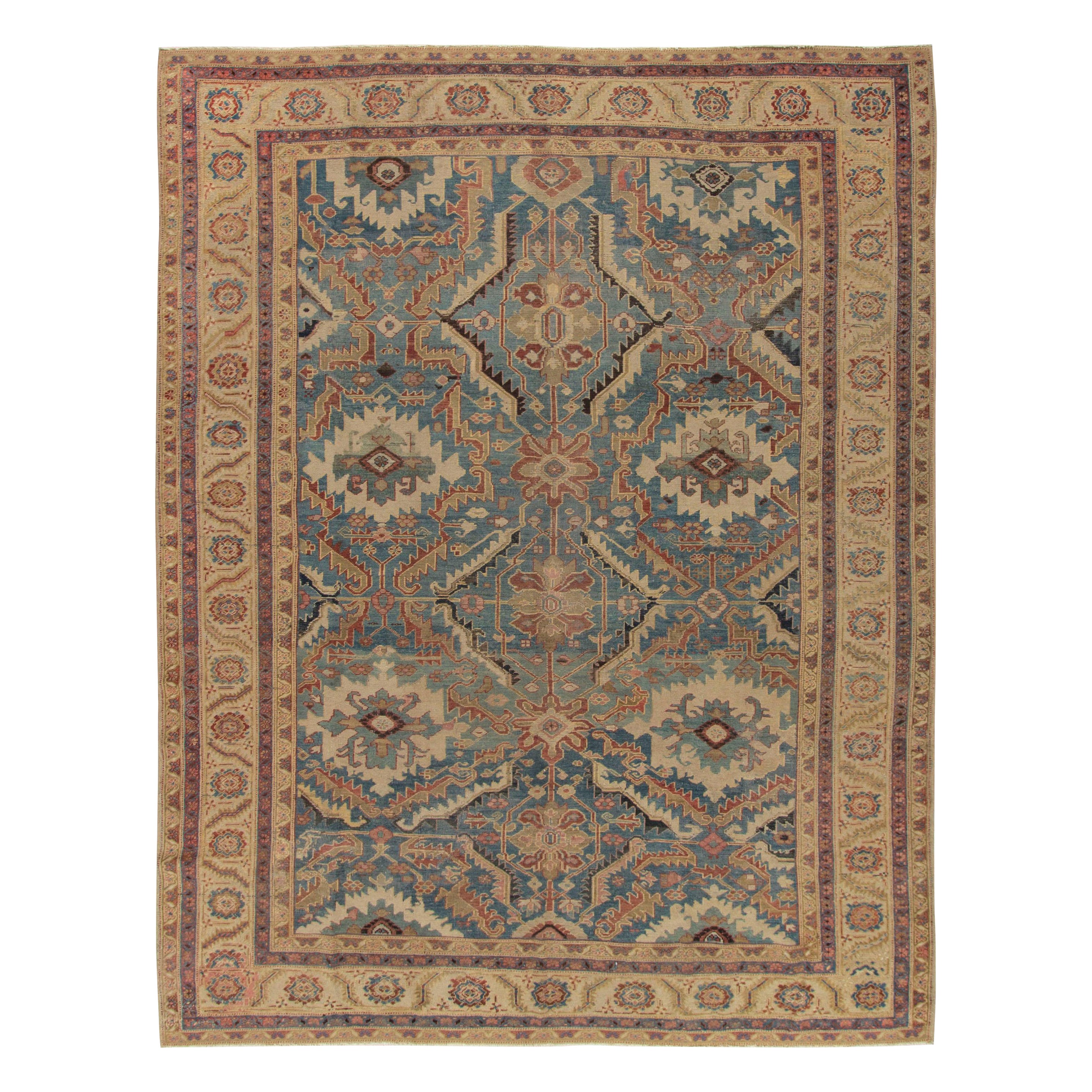 Antique Persian Heriz Serapi Rug, 9'7 x 12' For Sale