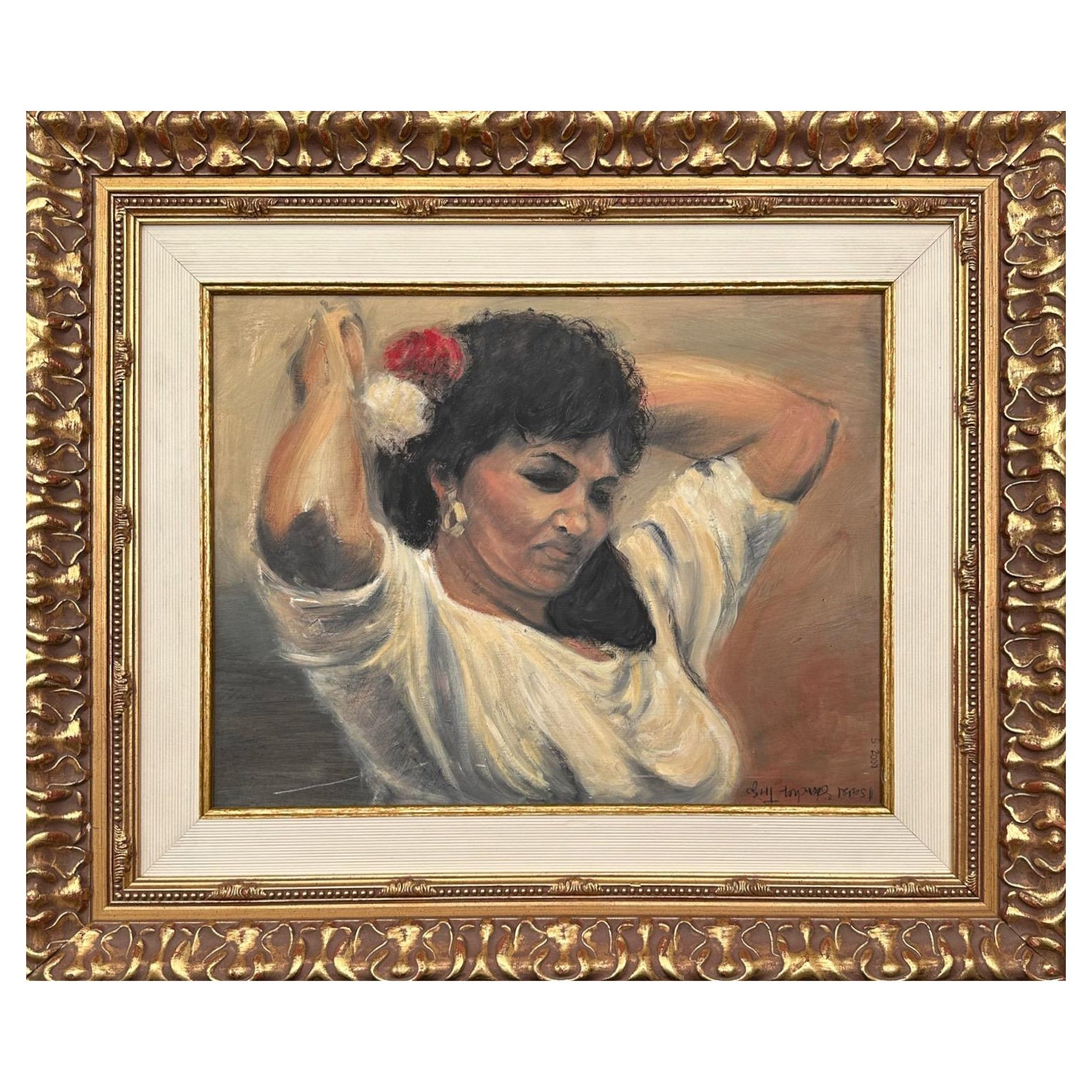 Beautiful Style Portrait of a Woman Oil Painting For Sale